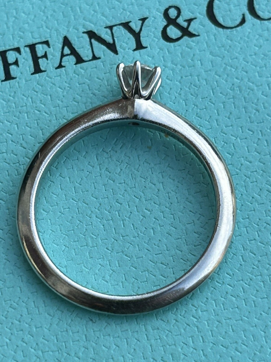 Tiffany & Co Platinum Solitaire Diamond Knife Edge 2mm Ring .20