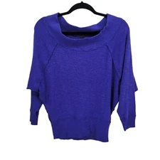 We the free women Medium Large oversized purple scoop neck long sleeve