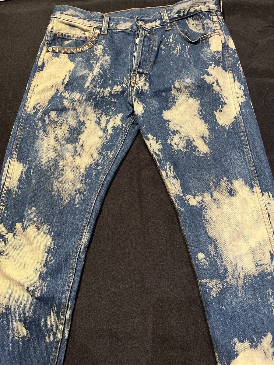 GUCCI DENIM STUDDED BIKER SKINNY JEANS TIE DYE WITH STUDS MENS