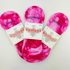 3-Pairs Bombas Women's Lightweight Limited Tie Dye No Show Socks Fuchsia Large