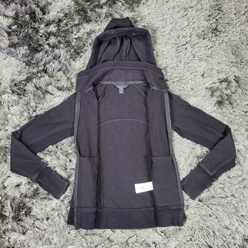 Felpa con cappuccio Athleta donna 2XS nera foderata in pile foro pollice outdoor full zip difetti - Foto 3 di 22