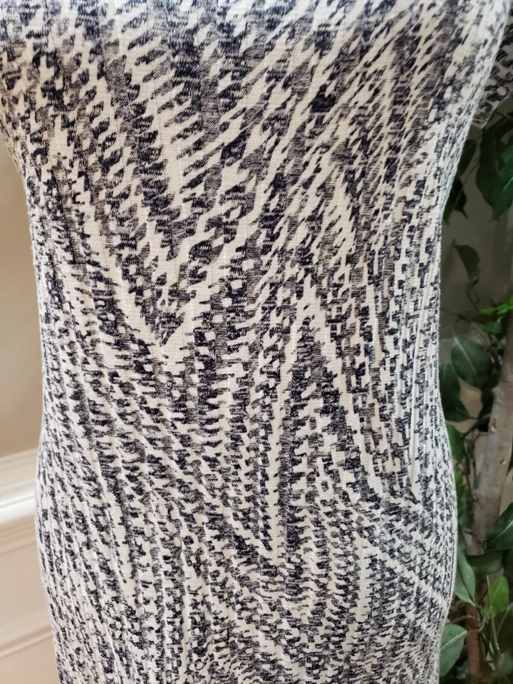 Vestido recto Ronni Nicole para mujer blanco y azul poliéster manga corta cuello redondo S Foto 3 de 4