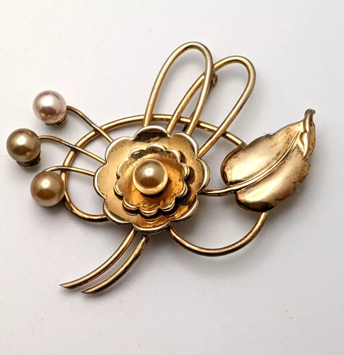 Vintage marked Harry Iskin 1 20 10K Gold Plate Pearl imitation