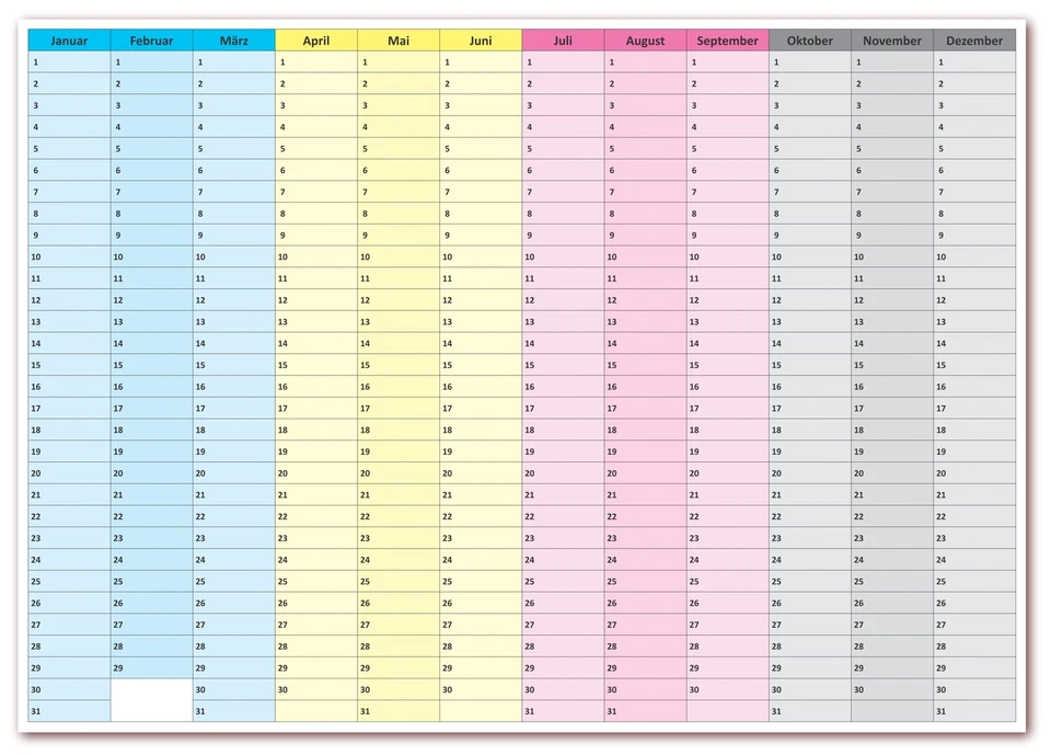 LYSCO® immerwährender Wandkalender nass abwischbar Jahresplaner Dauerkalender 70x50 cm