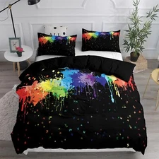 Unique Stained Paint 3D Print Doona Duvet Quilt Cover Girl Boy Kid Bedding 4Size