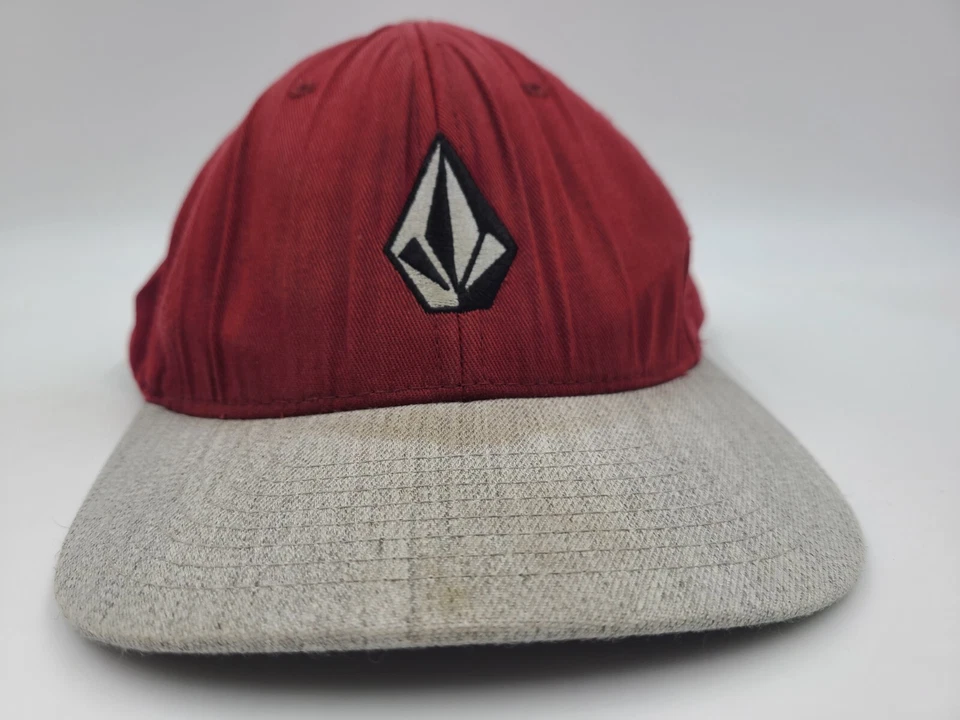 Volcom Stone Distressed Flex Fitted L-XL Hat Cap Skate Surf Men Women Red Gray - Image 2 of 4