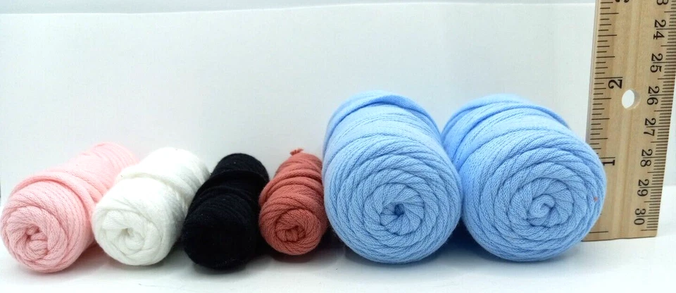 Lote de 6 hilos de cinta de algodón azul rosa blanco negro ganchillo artesanías para tejer Foto 3 de 4