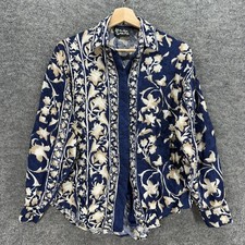 Lemon Grass Shirt Women M  Blue Floral Button...