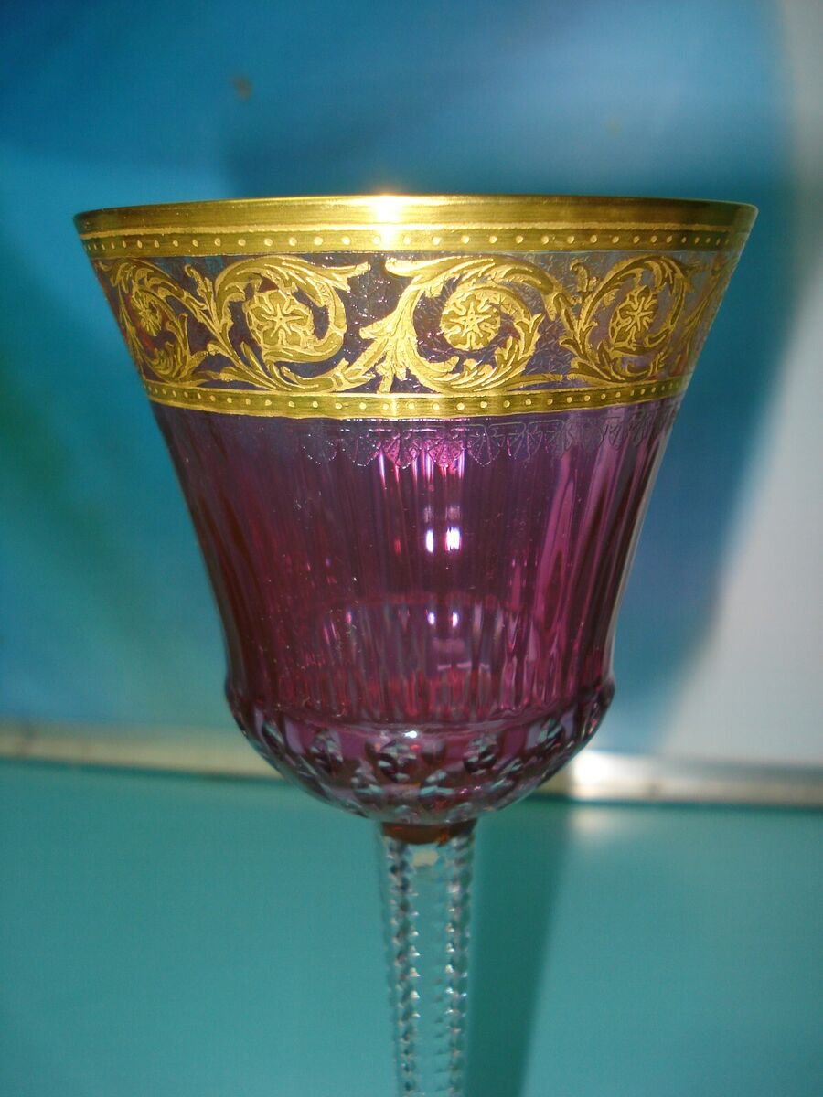 Rare Thistle St Louis Hermes cranberry Crystal cut wine Rare Thistle St Louis Hermes cranberry Crystal cut wine