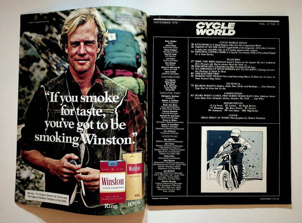 1978 Ноябрь Cycle World Мотоциклетный Журнал KTM Montesa Yoshimura Drag Racing - Изображение 2 из 4