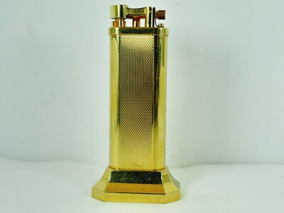 SUPERB VINTAGE DUNHILL TABLE GAZ LIGHTER 1980s  GOLD PLATED WORKING
