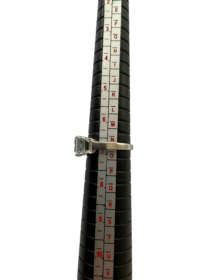 Anillo Aguamarina 2.58ct Oro Blanco 9ct Corte Esmeralda Aguamarina Anillo Vintage Talla N Foto 4 de 4