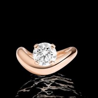 14K Gelbgold Ehering Igi Lab Grown 1,00 Ct Rundschliff Diamant