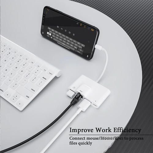 For iPhone RJ45 Ethernet OTG Digital Adapter HD Network USB Hub Sync Converter - Picture 10 of 25
