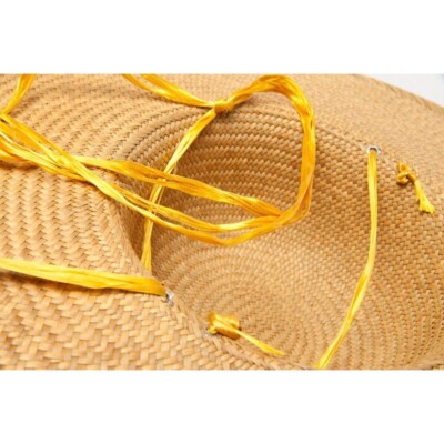 Vtg 1970\'s Women\'s Tan Hand Woven Straw Hat Extra Extra Wide Brim Extremely Firm Vtg 1970 main image 2