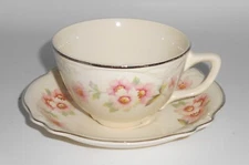 VINTAGE Homer Laughlin Company Virginia Rose w/Platinum Cup & Saucer Set #2