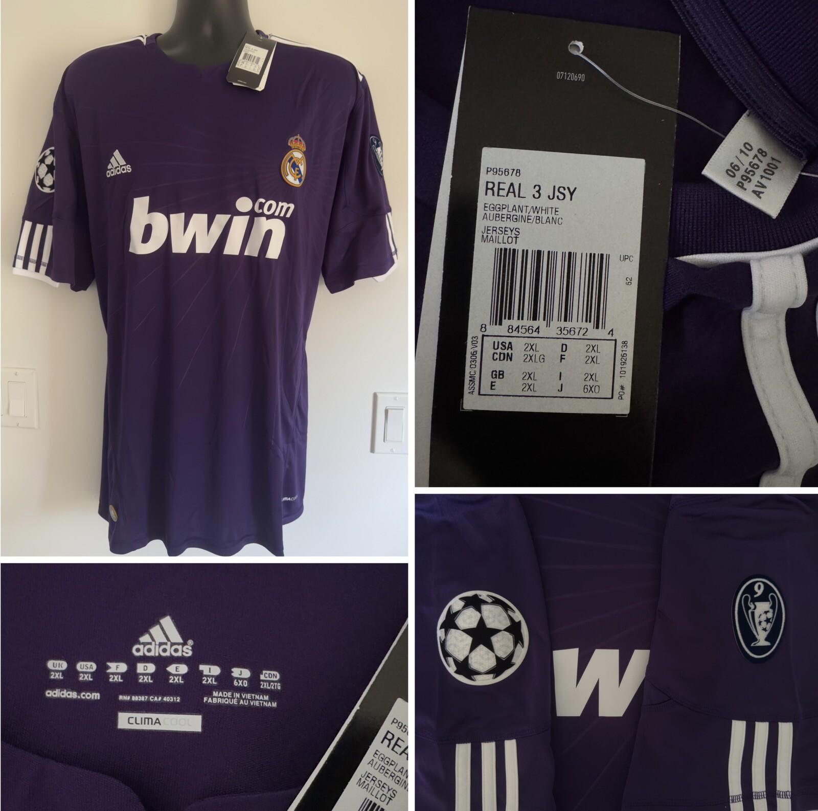 2XL BNWT Real Madrid 2010/11 Third Jersey Shirt 10/11 3rd Top Kit Ronaldo Era