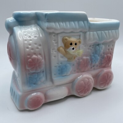 Vintage Nancy Pew Nursery Planter Teddy Bear - Train BS-1.14