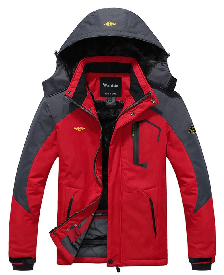 Wantdo Men's Waterproof Winter Jacket Warm Winter Coat Jacket Ski Jacket Hooded - Image 3 of 4