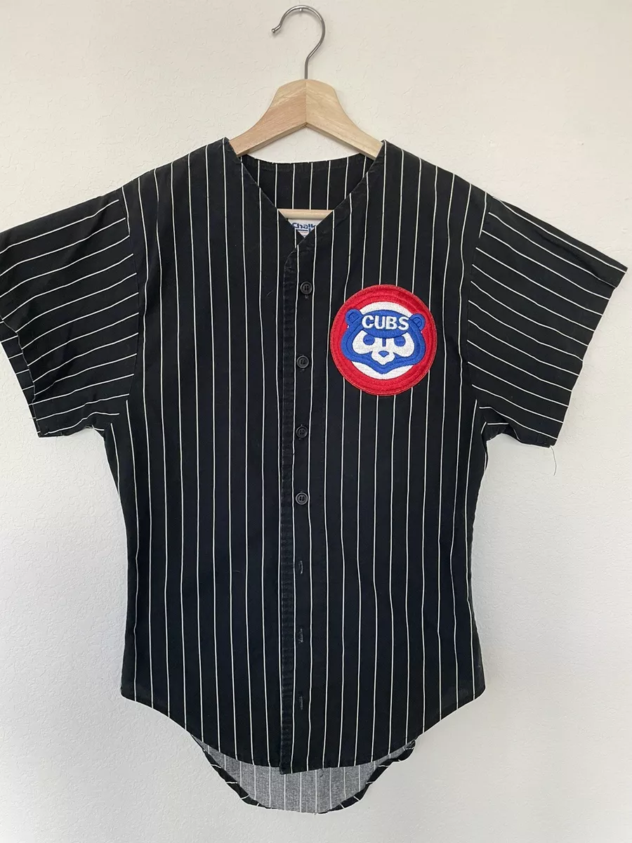 Vintage 80s Mens S Chicago Cubs Chalkline Pinstripe MLB Baseball T-Shirt  Jersey