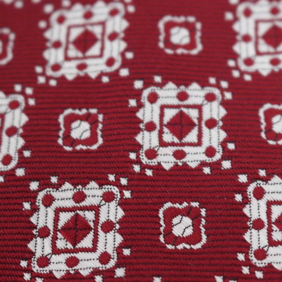 Винтажный мужской галстук Leonardo Qiana 55 дюймов бордовый белый нейлон гео медальон широкий - Изображение 3 из 4