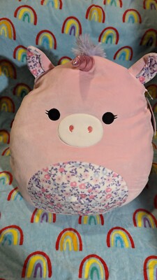 Mikah 16 Inch Squishmallow S16-#359-2, Pink Unicorn with Flower Belly With  Tags