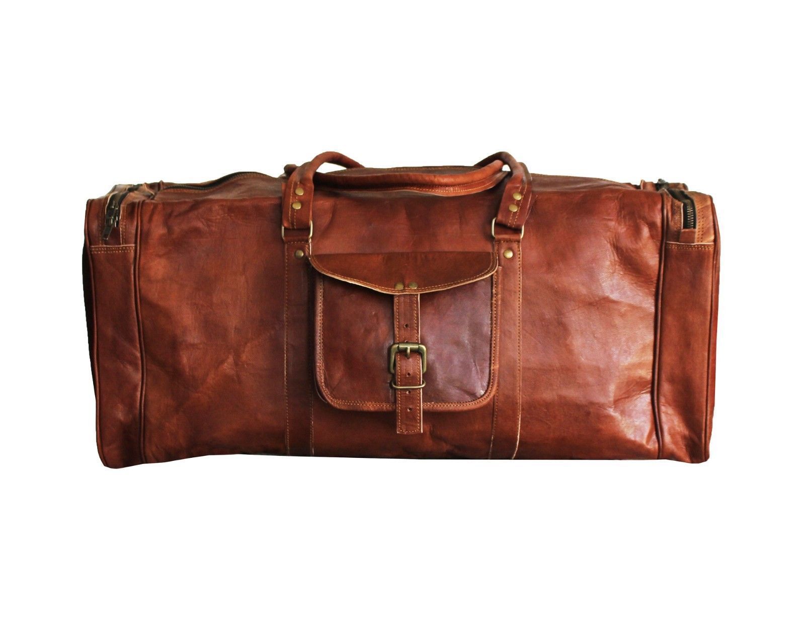 Bolsa De Viaje Duffle Vintage De Cuero Ligero Unisex De 25" Para Hombres