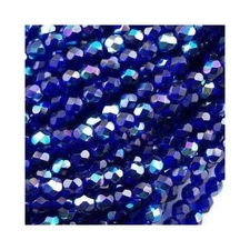 Czech Faceted Cobalt AB Firepolish Glass Beads 4mm (50)