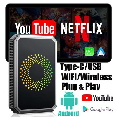3 IN 1 Wireless CarPlay Android Auto Adapter AI Box for Car w/ Netflix YouTube