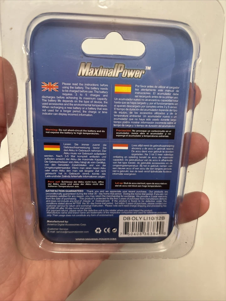 Bateria MaximalPower para OLYMPUS LI-10B LI-12B FE-200 C-50 Zoom Stylus 1000 - Imagem 4 de 4