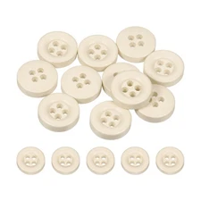 10pcs Sewing Button 11mm 4 Holes Resin Round Crafting Buttons, Beige