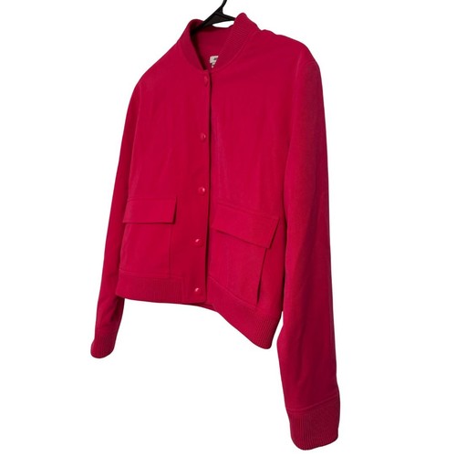 Chaqueta Bomber JASON WU Frontal A Presión Cuadrada Rosa Caliente Elastizada Viscosa Usada en Excelente Condición Mediana - Imagen 3 de 7