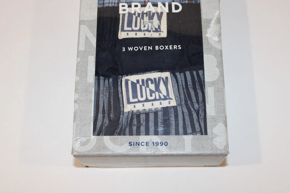 Lucky Brand Men's Plaid Solid 100% Cotton Woven Boxers 3-Pack Size Small 28-30 - Image 4 of 4