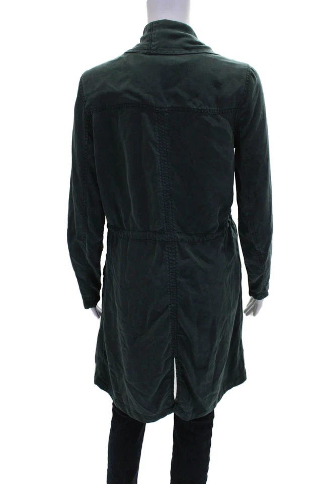 Max Jeans Womens Cowl Neck Tie Waist Open Front Jacket Dark Green Size S - Image 4 of 4