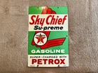 Old Vintage Texaco Sky Chief Porcelain Gas Pump Plate Sign 12x18 3-5-62 USA
