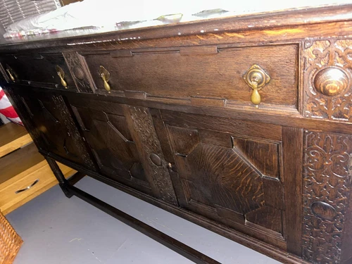 oak sideboard vintage antique 1930s