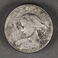 1925 Poland Silver 2 Zlote No Dot Philadelphia Mint