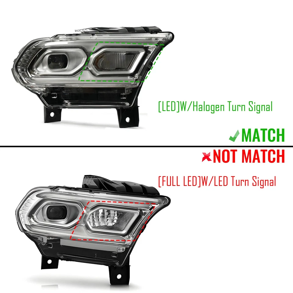 [LED con señal halógena] Para Dodge Durango 2021-2024 Faro pasajero cromado derecho Foto 3 de 4