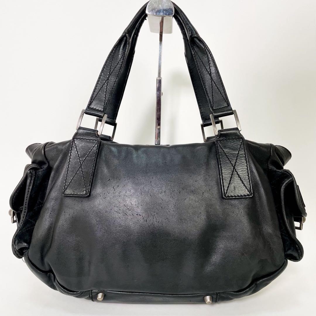 Dior Galliano Era Leather Hand Bag Black Silver Hardware