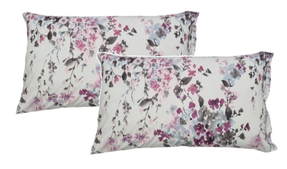 Completo Lenzuola Set Flanella Fiori Glicine Acquarello 100%Cotone Made in Italy - Immagine 4 di 4