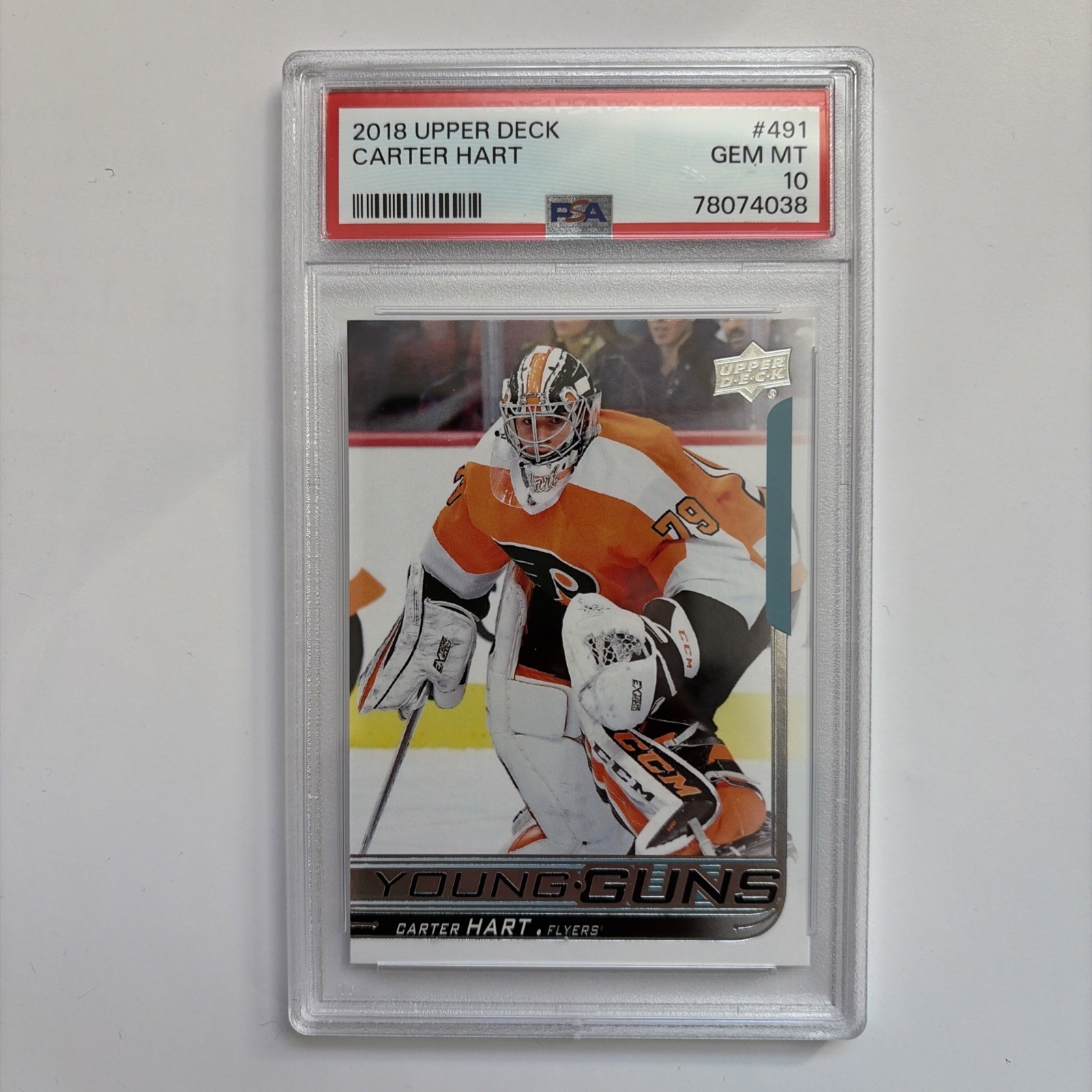 2018-19 Carter Hart Upper Deck Young Guns RC Rookie #491 PSA 10 GEM MINT Vegas