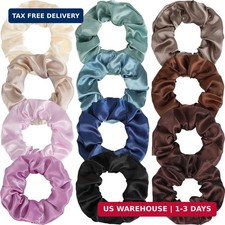 12pcs Satin Silk Scrunchies Hair Ties Elastic Ponytail Holders for Women