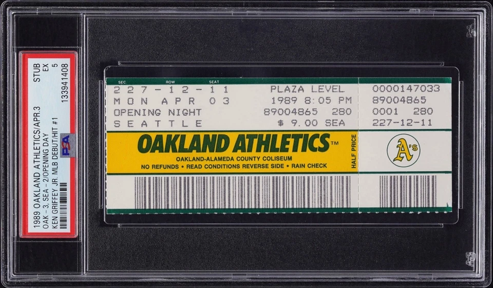 KEN GRIFFEY JR MLB DEBUT & HIT #1 TICKET🎟️4/3/1989 OMAR VIZQUEL MLB DEBUT PSA 5 - Image 3 of 4