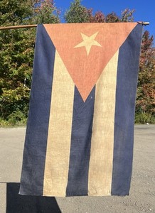 RARE Incredible Antique 1890s Original Cuba Flag 37x23 Spanish American War π₯