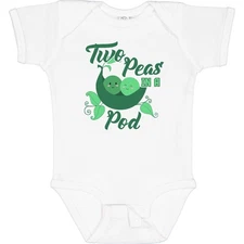 Inktastic Two Peas In A Pod With Faces Baby Bodysuit Children Twins Pea Cute
