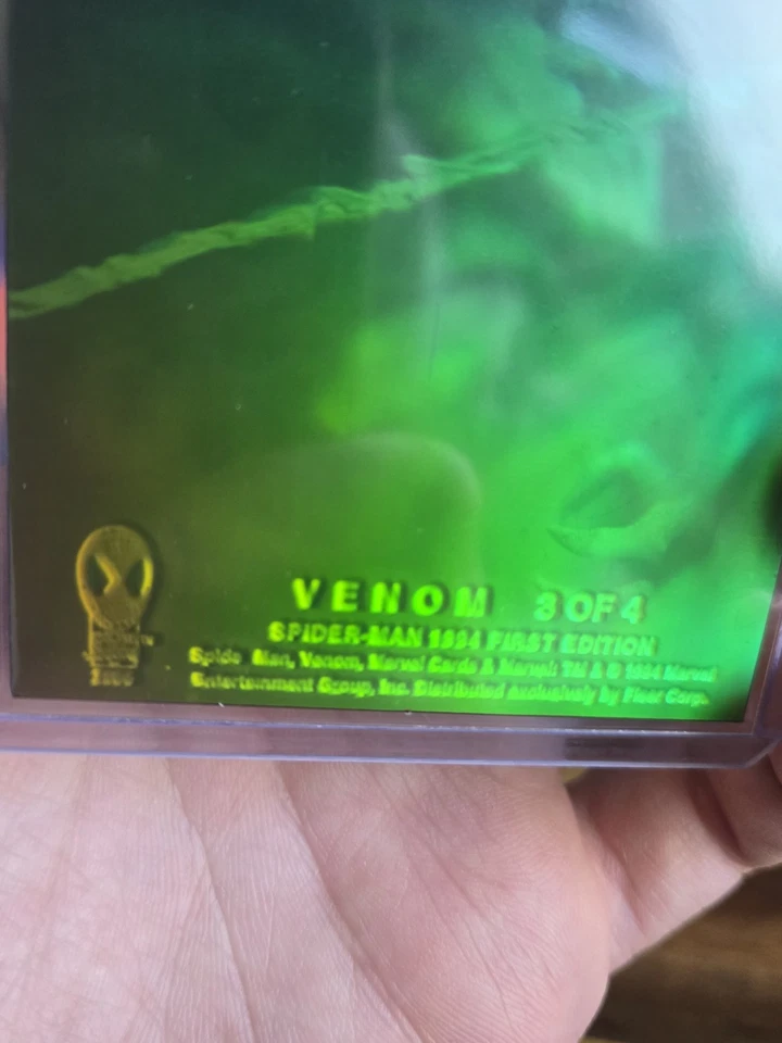 RARE 1994 FIRST EDITION MARVEL COMICS VENOM HOLOGRAM CARD W/ ERROR! SPIDER-MAN - Image 3 of 4
