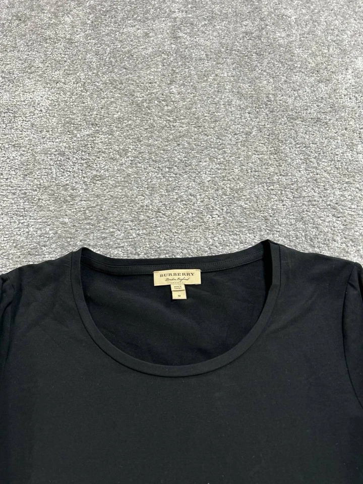 Top Burberry London England para mujer mediano negro elástico a cuadros puño cuello redondo Foto 3 de 4