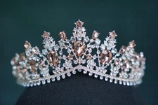 Ornate Rose Gold Crystal Tiara Bridal Crown Birthday Wedding Gift Diadem prom