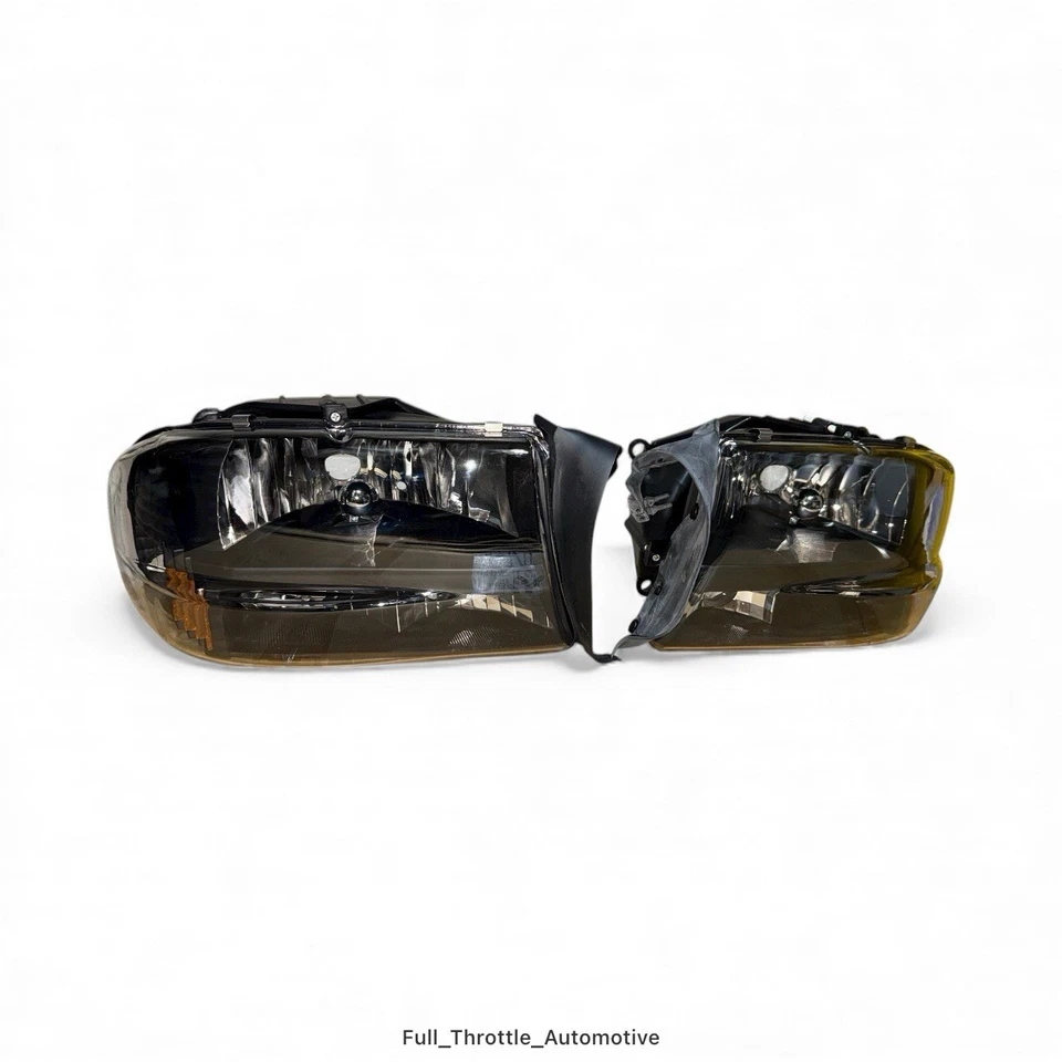 97-04 Dodge Dakota 98-03 Durango Black 1-Piece Headlights L&R NEW USA Seller - Image 3 of 4