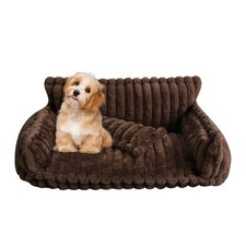 Pet Couch With Removable Washable Cover Soft Couch For Pets L Size Dark Brown